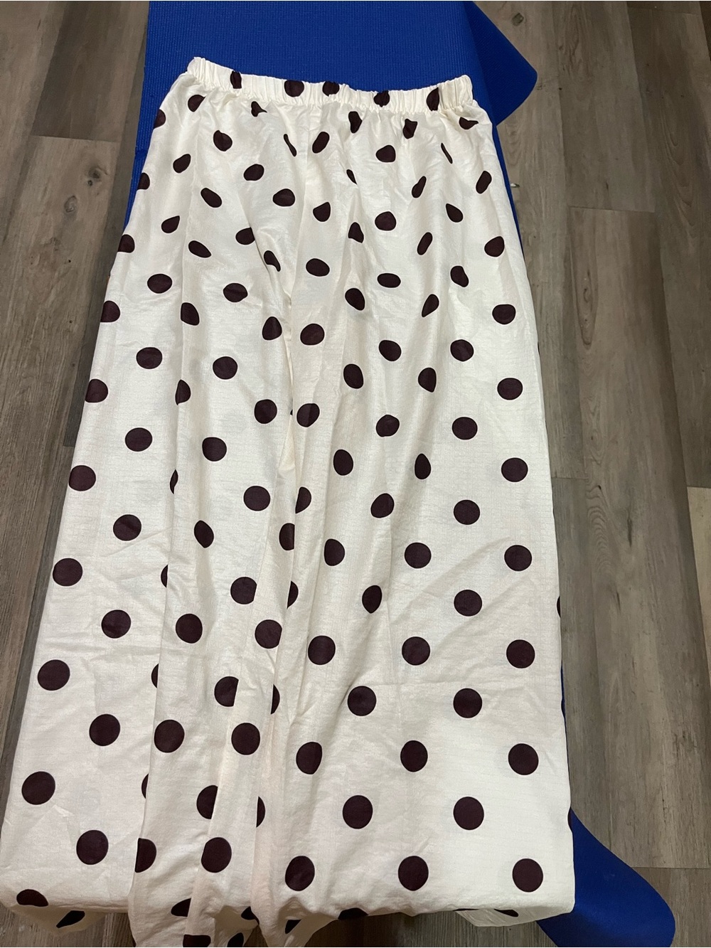 Zara Cream Maxi Skirt with Burgundy Polka Dots